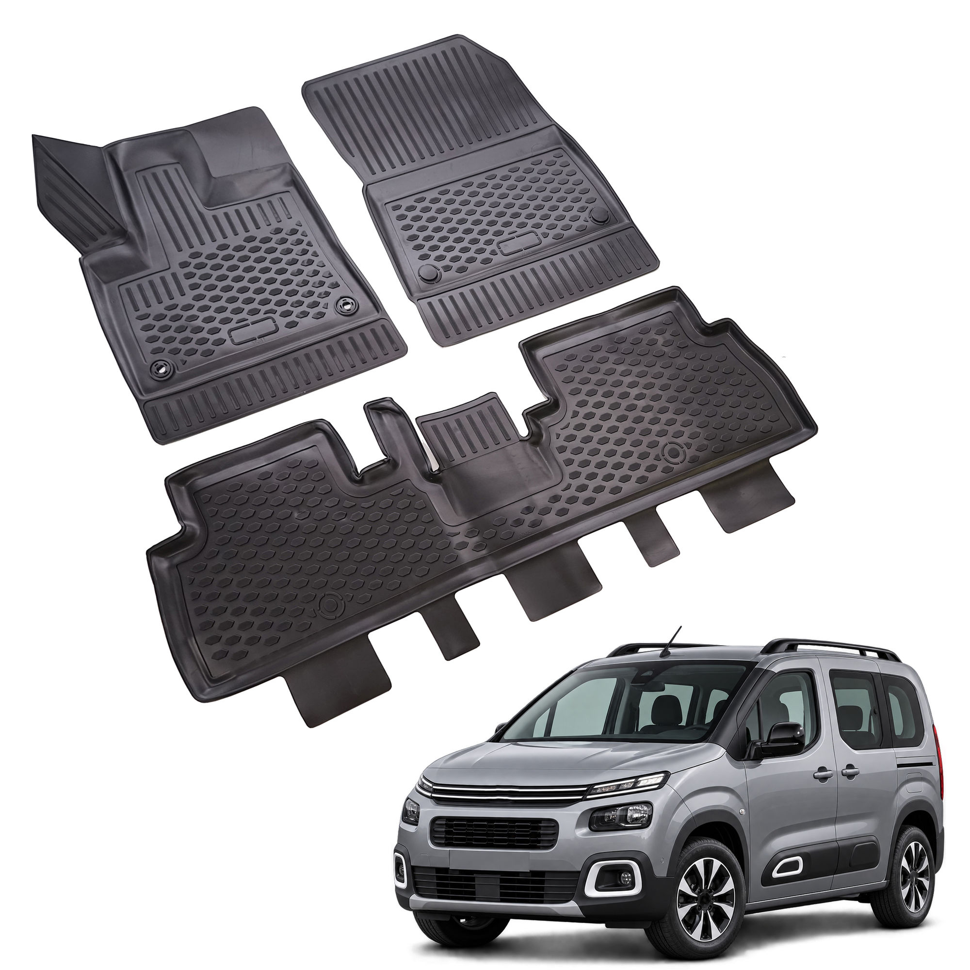 Gumijaste preproge z dvignjenim robom za Citroen Berlingo 2019-nad 3kosi
