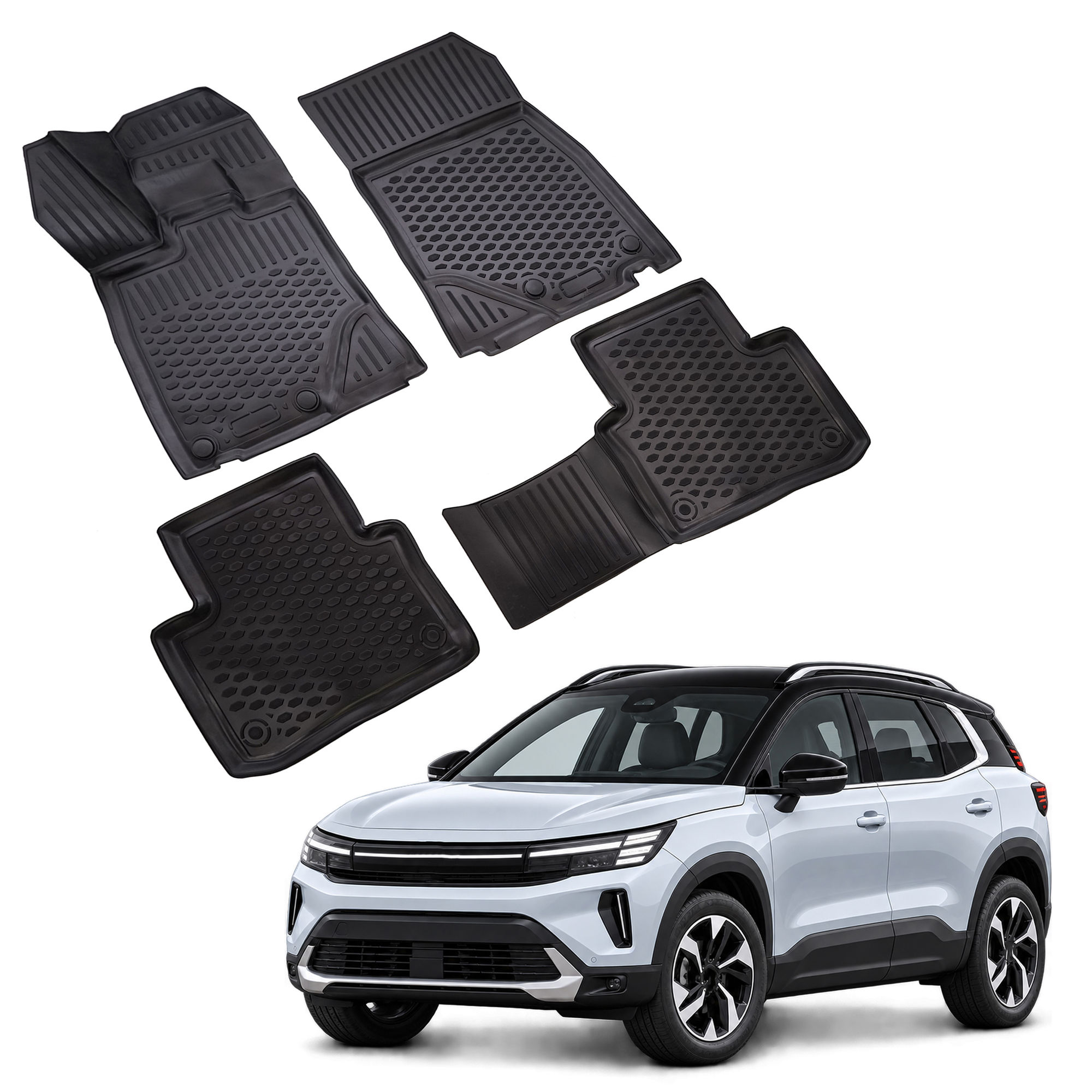 Gumijaste preproge z dvignjenim robom za Opel Grandland 2025-nad Mild Hybrid 4kosi