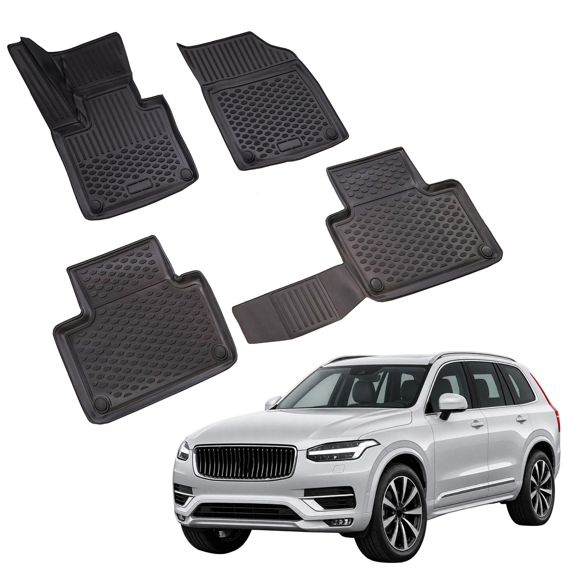 Gumijaste preproge z dvignjenim robom za Volvo XC90 2015-nad 4kosi