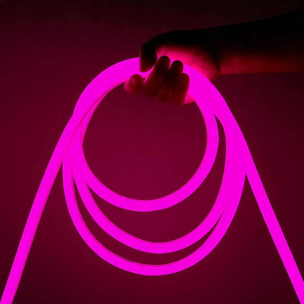 Neon Led Flex 360 Różowy LED Okrągły Cięty co 10cm Zewnętrzny 230V