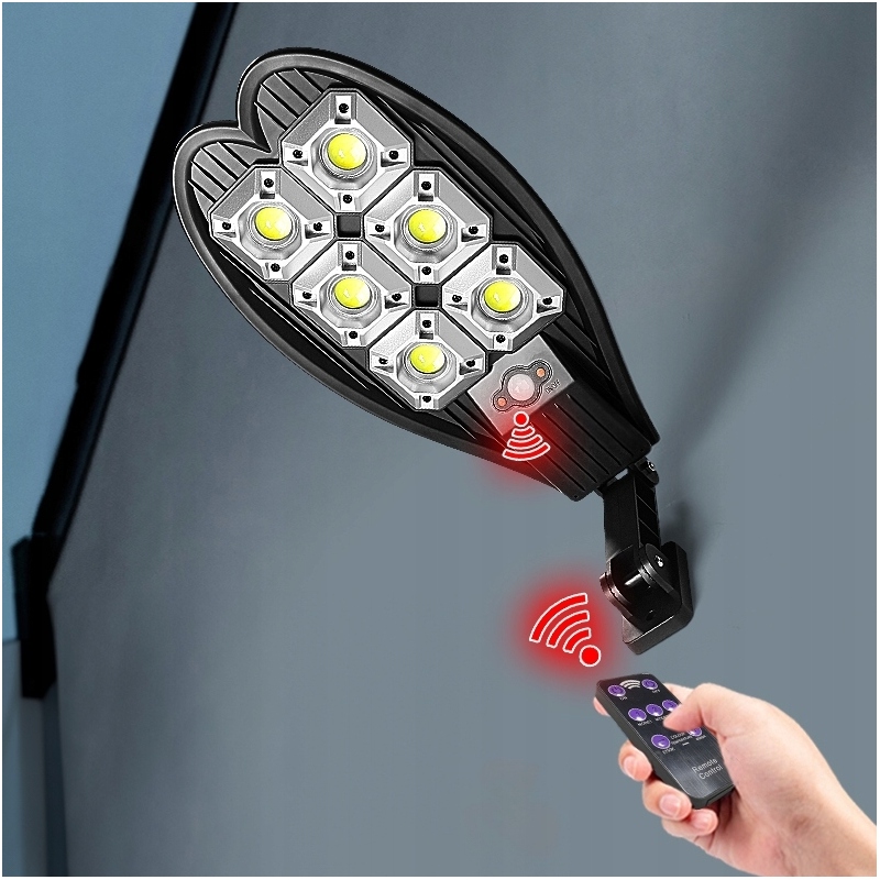 Lampa Solarna LED Czujnik Ruchu Zmierzchu Pilot do Ogrodu LED COB