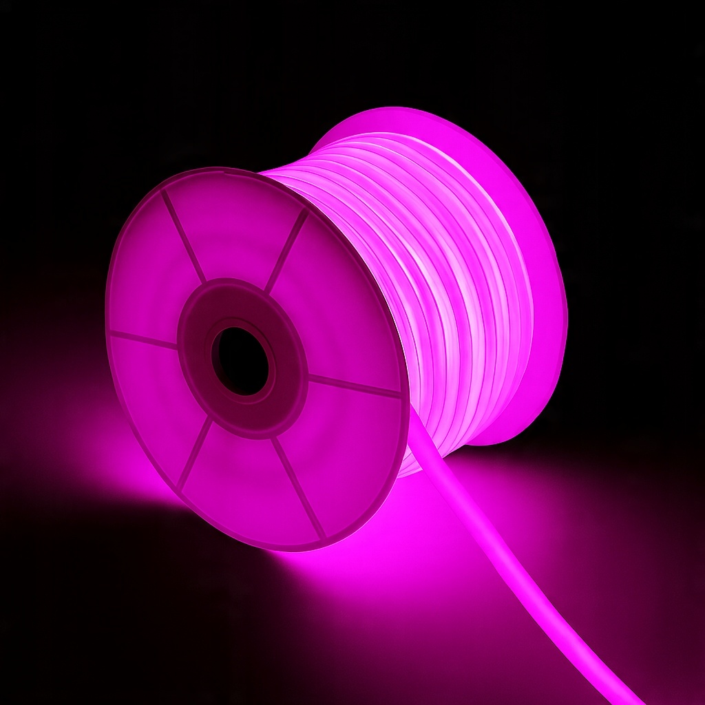 Neon Led Flex 360 Różowy LED Okrągły Cięty co 10cm Zewnętrzny 230V