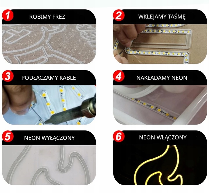 Neon Frez 8mm ZIELONY MIĘTOWY Osłona do Napisów Neon LED Silikon 10x9mm