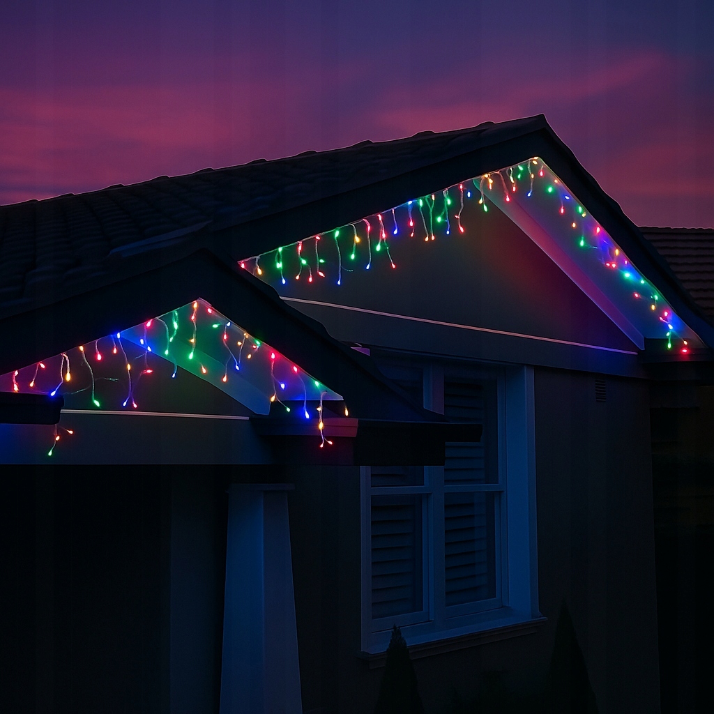 Kurtyna 200 LED 8,8 m Multicolor + Flash Sople Zewnętrzna Gumowy Przewód