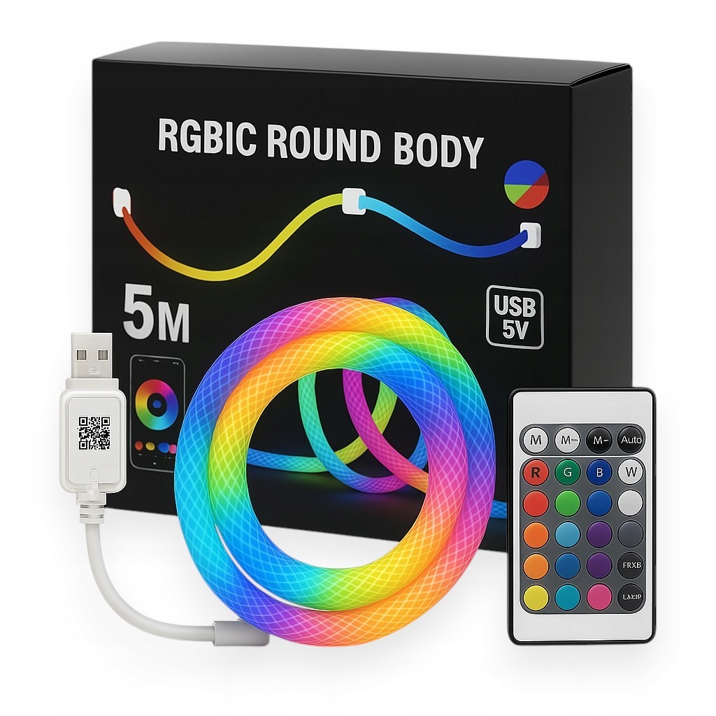 Oświetlenie Gamingowe LED 5V 5m Sznur 360 Digital z Aplikacją i Pilotem USB