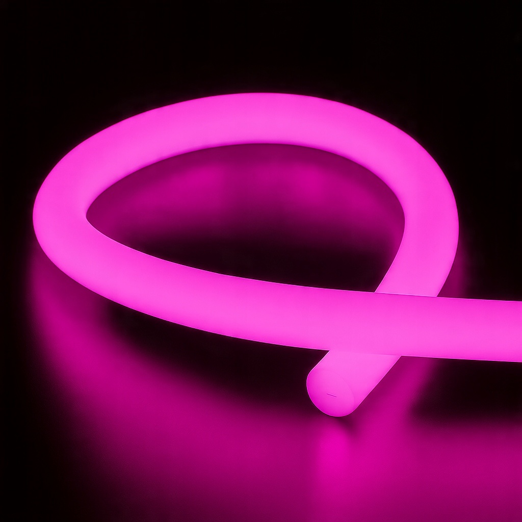 Neon Led Flex 360 Różowy LED Okrągły Cięty co 10cm Zewnętrzny 230V