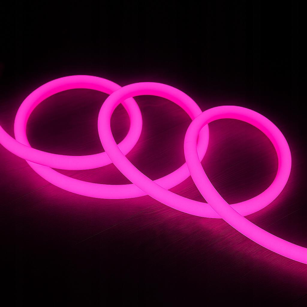 Neon Led Flex 360 Różowy LED Okrągły Cięty co 10cm Zewnętrzny 230V