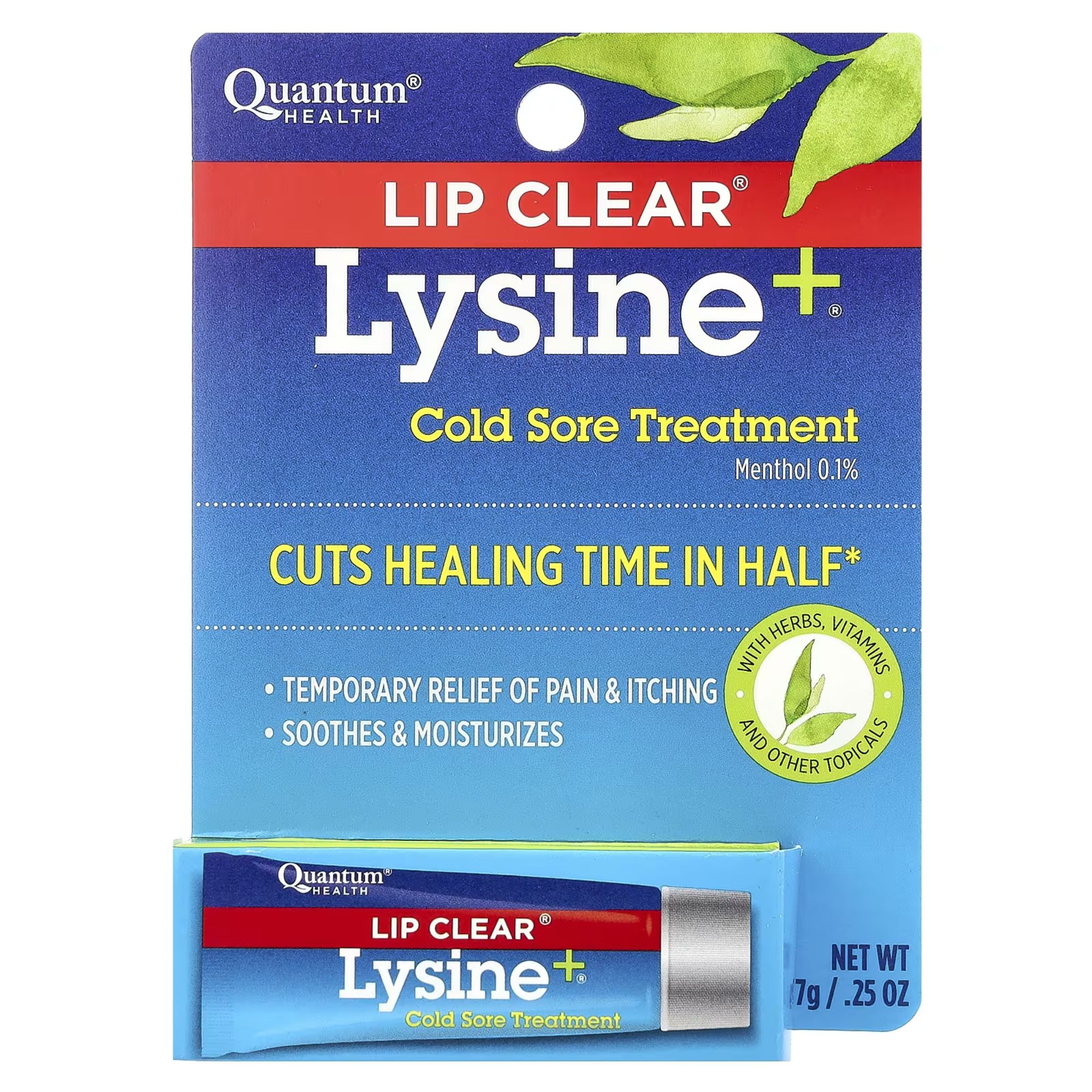 Quantum Health Lip Clear Lysine+ 7g Cold Sore Treatment Ointment Fast Relief