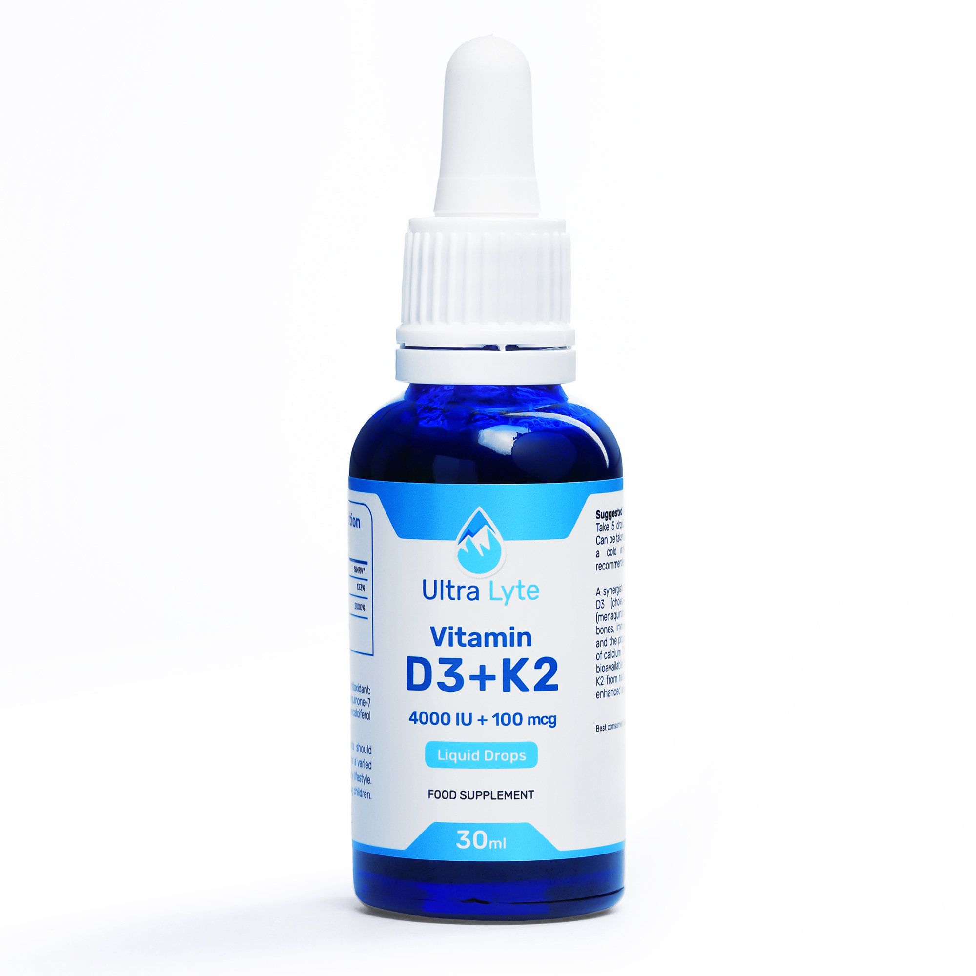 Ultra Lyte Vitamin D3 4000IU + K2 30ml Liquid Drops Bone Heart & Immune Support