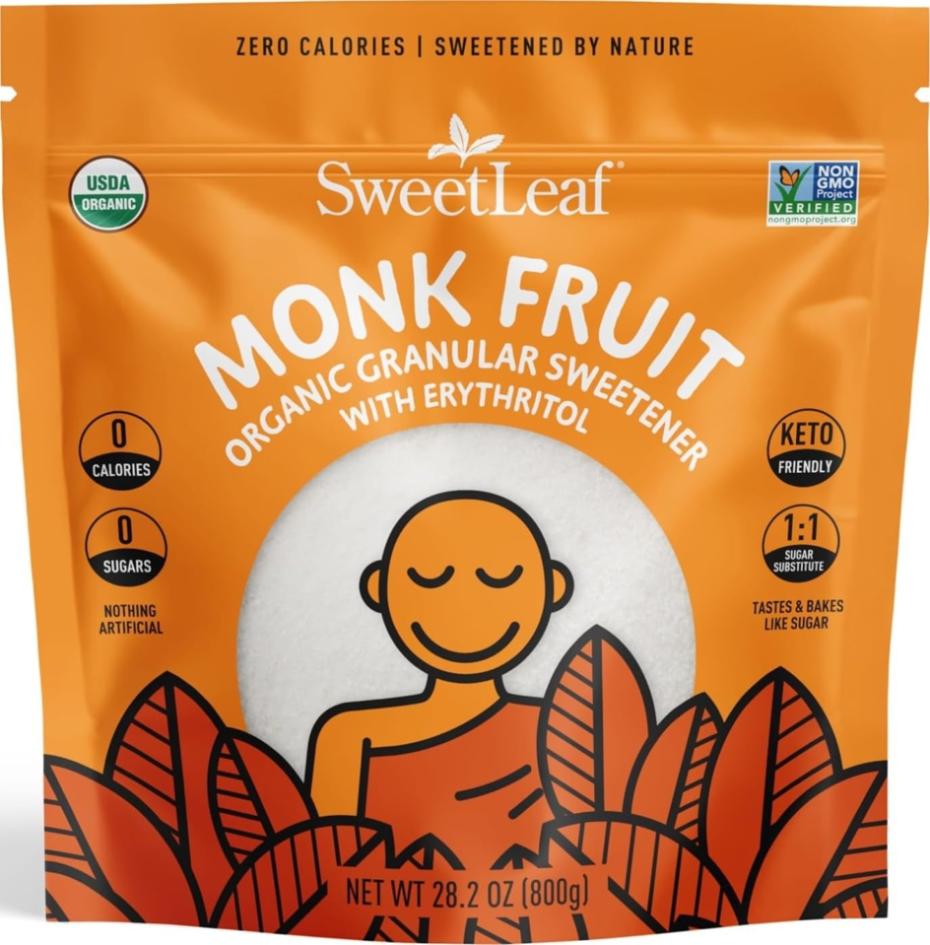 SweetLeaf Granular Monk Fruit Sweetener Zero Calorie Natural Sugar Replacement
