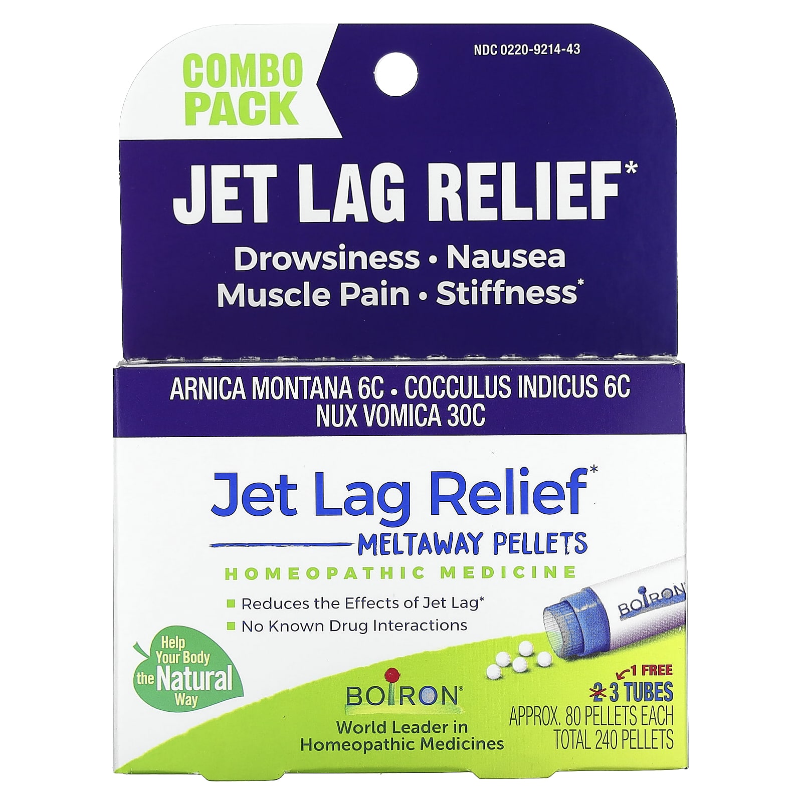 Boiron Jet Lag Relief 3 Tubes Homeopathic Travel Remedy for Jet Lag & Fatigue