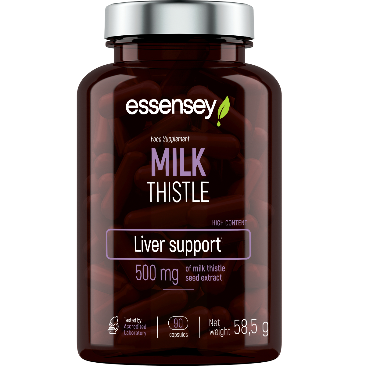 Essensey Milk Thistle 90 Caps Liver Support Silymarin Detox & Antioxidant Herb