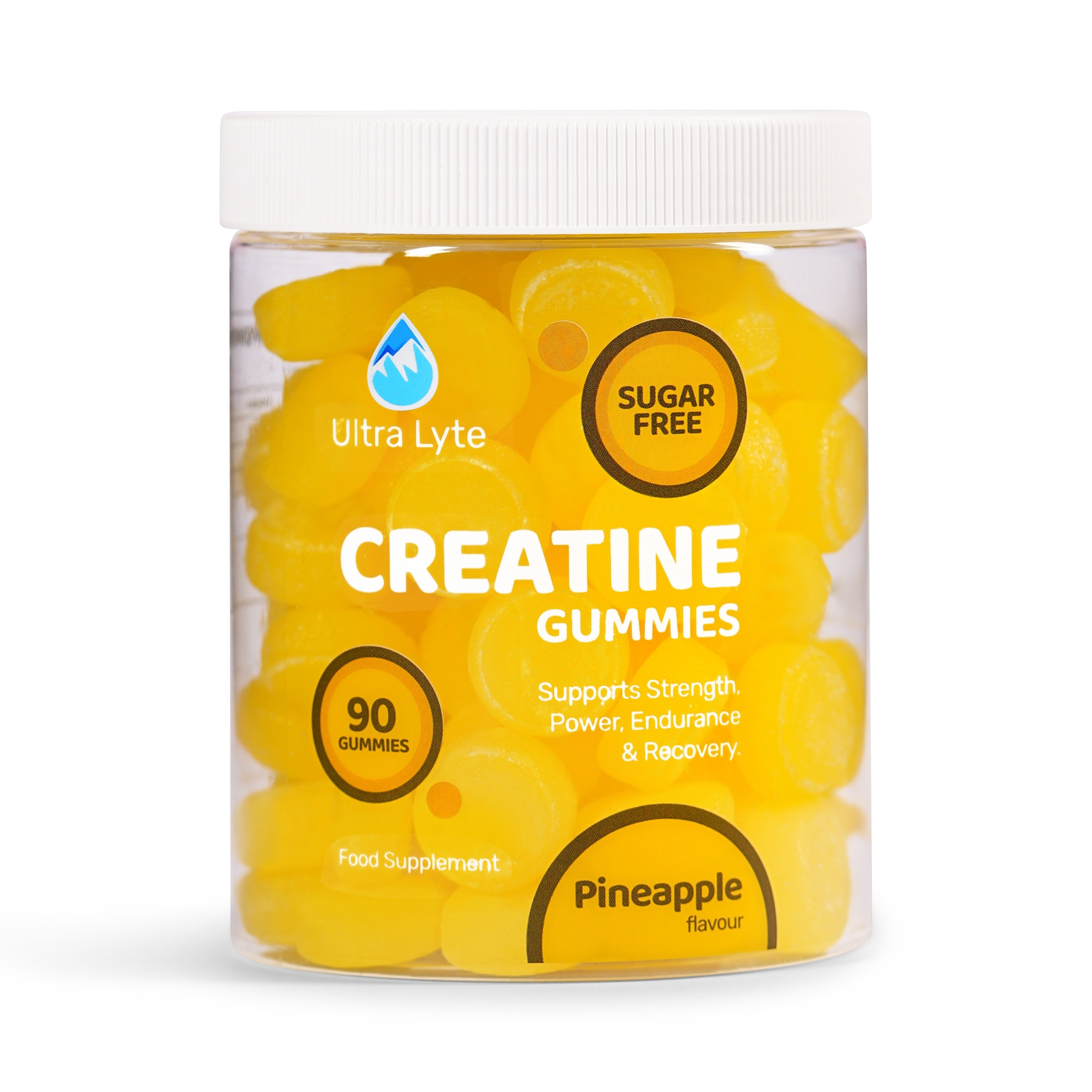 Ultra Lyte Creatine Gummies Pineapple 90 Count Strength Power & Muscle No Mixing