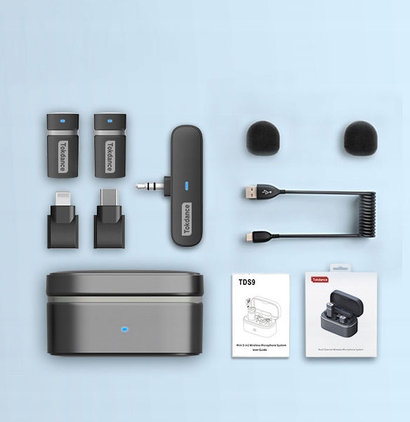 Mikrofon Bezprzewodowy TDS9 3w1 Bluetooth Lightning USB-C USB-A 2.4G