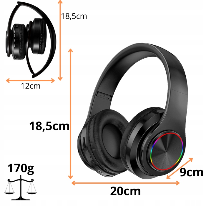 Słuchawki bezprzewodowe nauszne Arsa Go B39 Bluetooth czarne