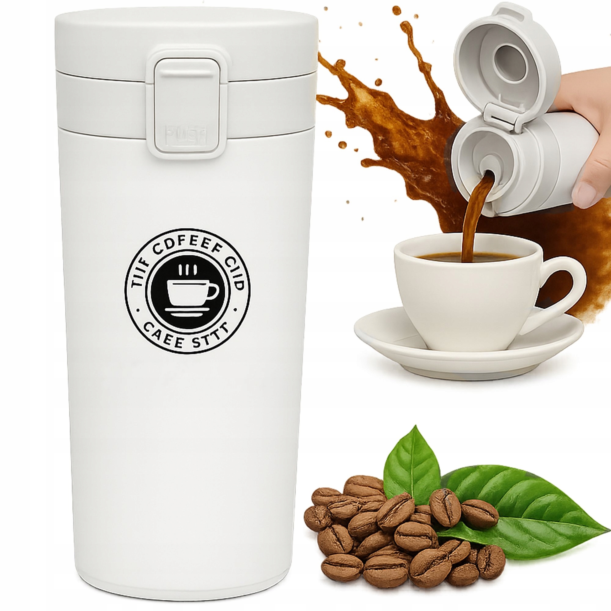 KUBEK TERMICZNY TURYSTYCZNY TERMOS 380ML BIDON NA KAWĘ HERBATĘ CIEPŁO ZIMNO