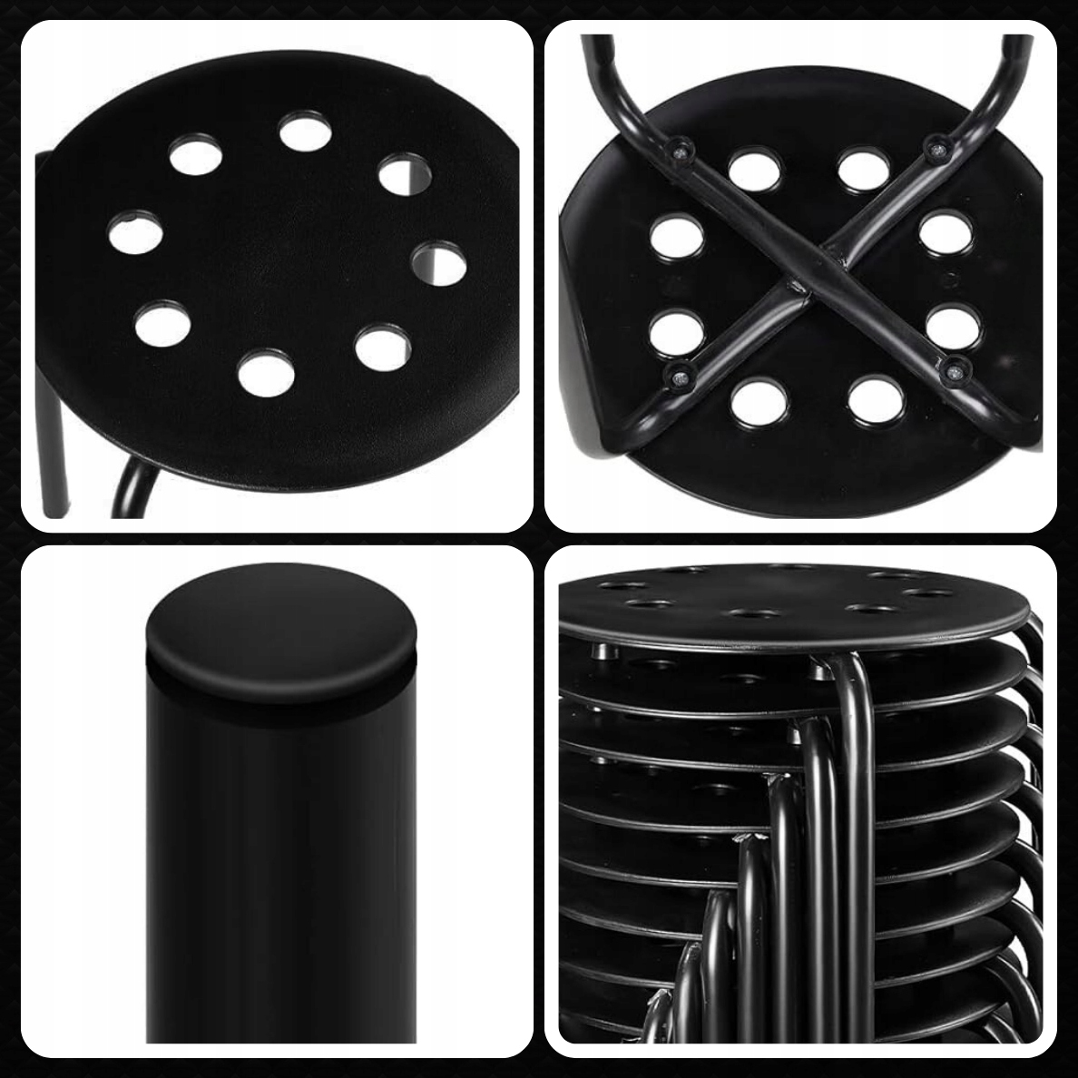 Taboret MEMFLOW czarny 45 cm