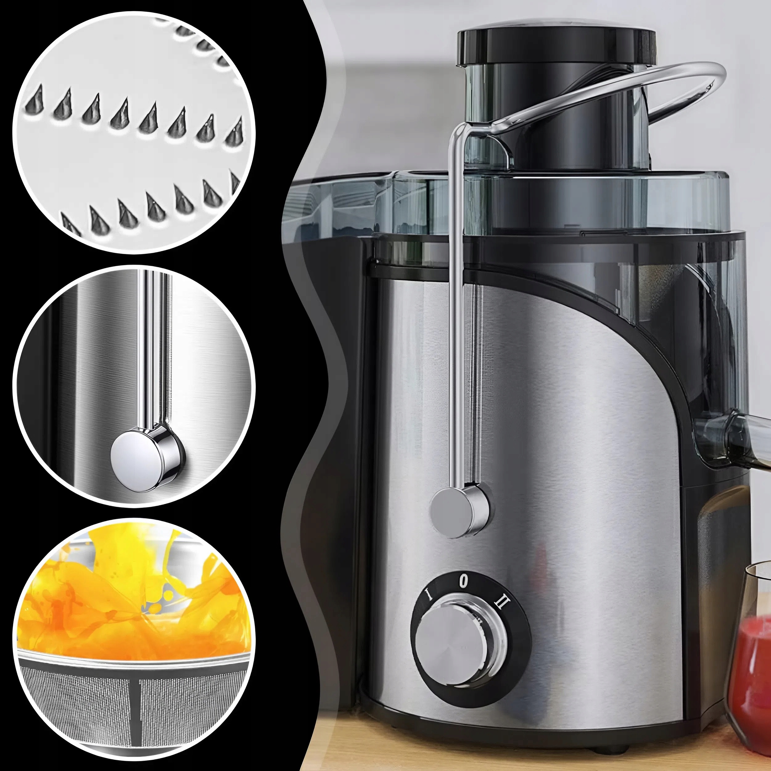 Sokowirówka MEMFLOW WYCISKARKA DUŻY OTWÓR 7CM POJEMNIK 500ML 800 W