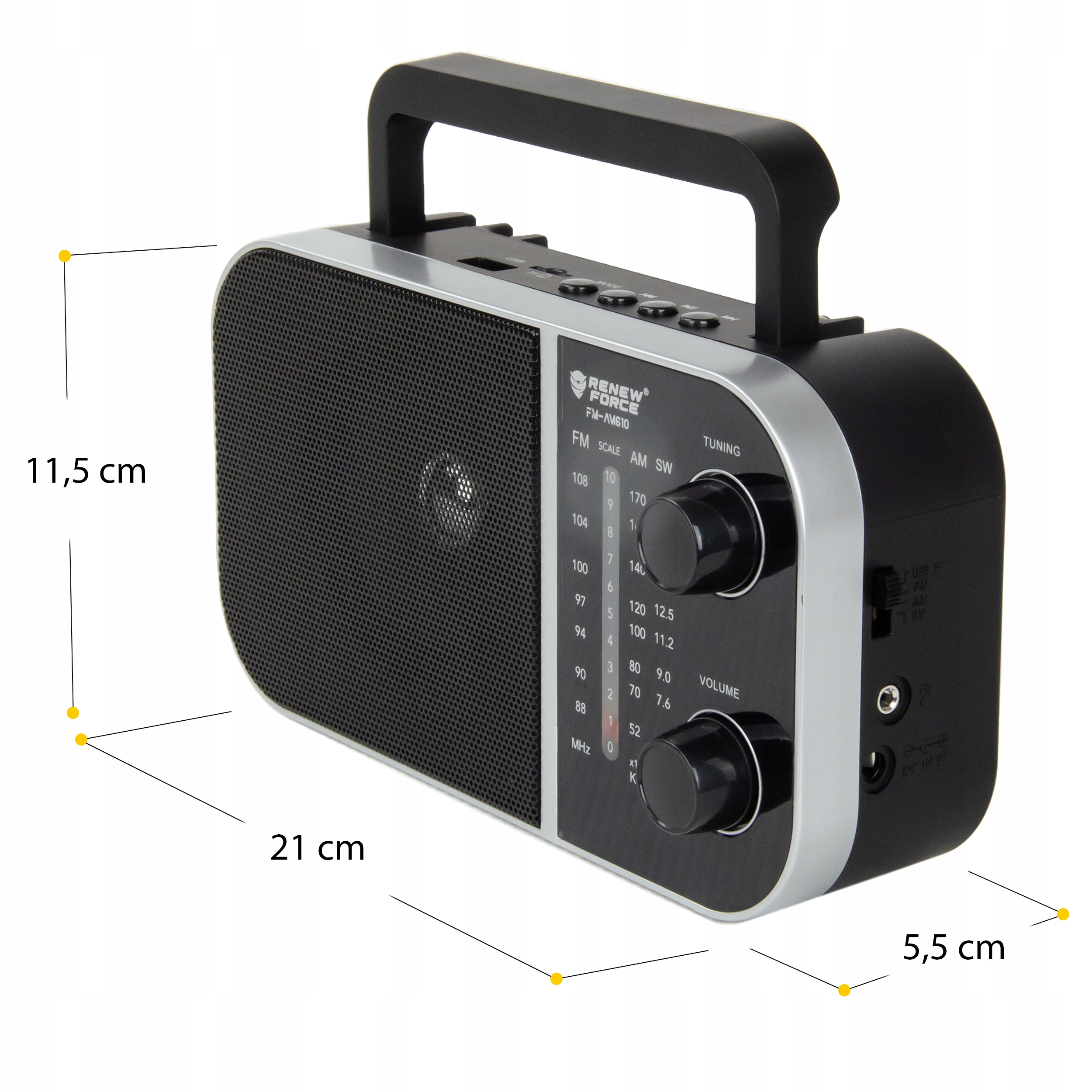 Radio baterie AM, FM Renew Force RADIO PRZENOŚNE BLUETOOTH DO KUCHNI USB