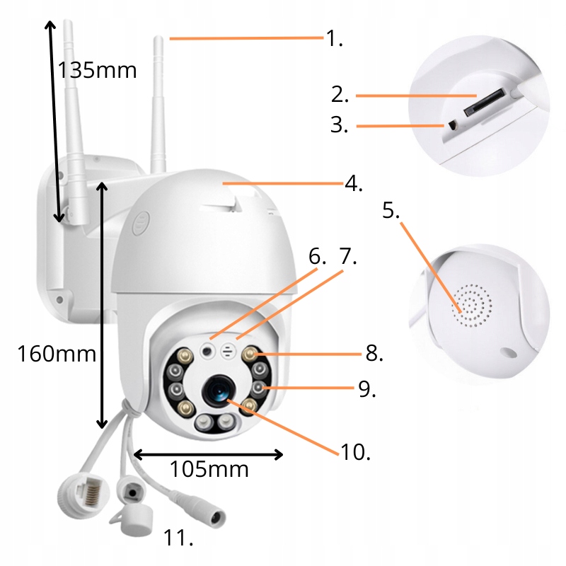 Kamera IP wewnętrzna zewnętrzna ARSA GO CZUJNIK RUCHU LAMPKA APLIKACJA 2MPX