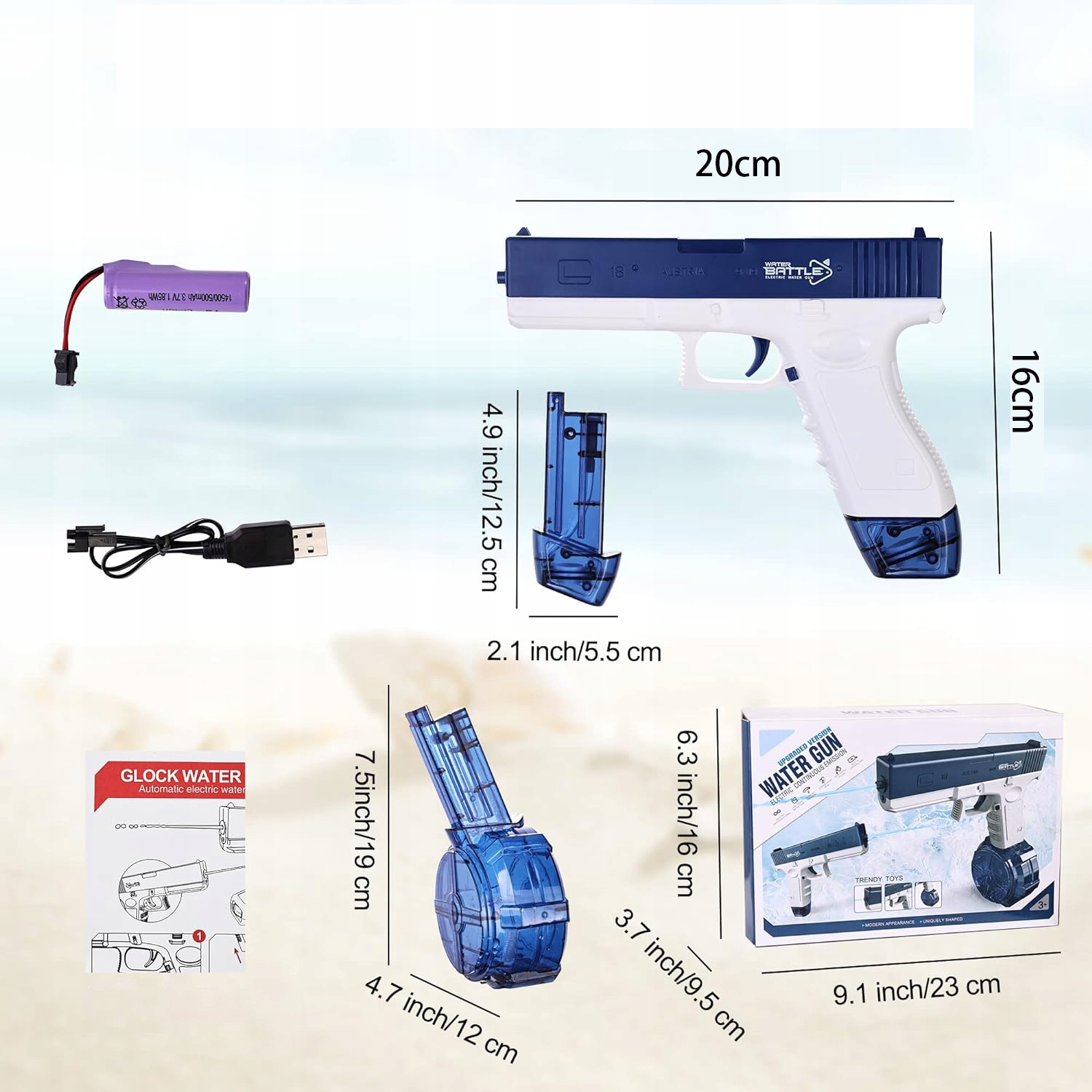 Elektryczny Glock pistolet na wodę Automatyczny dla dzieci