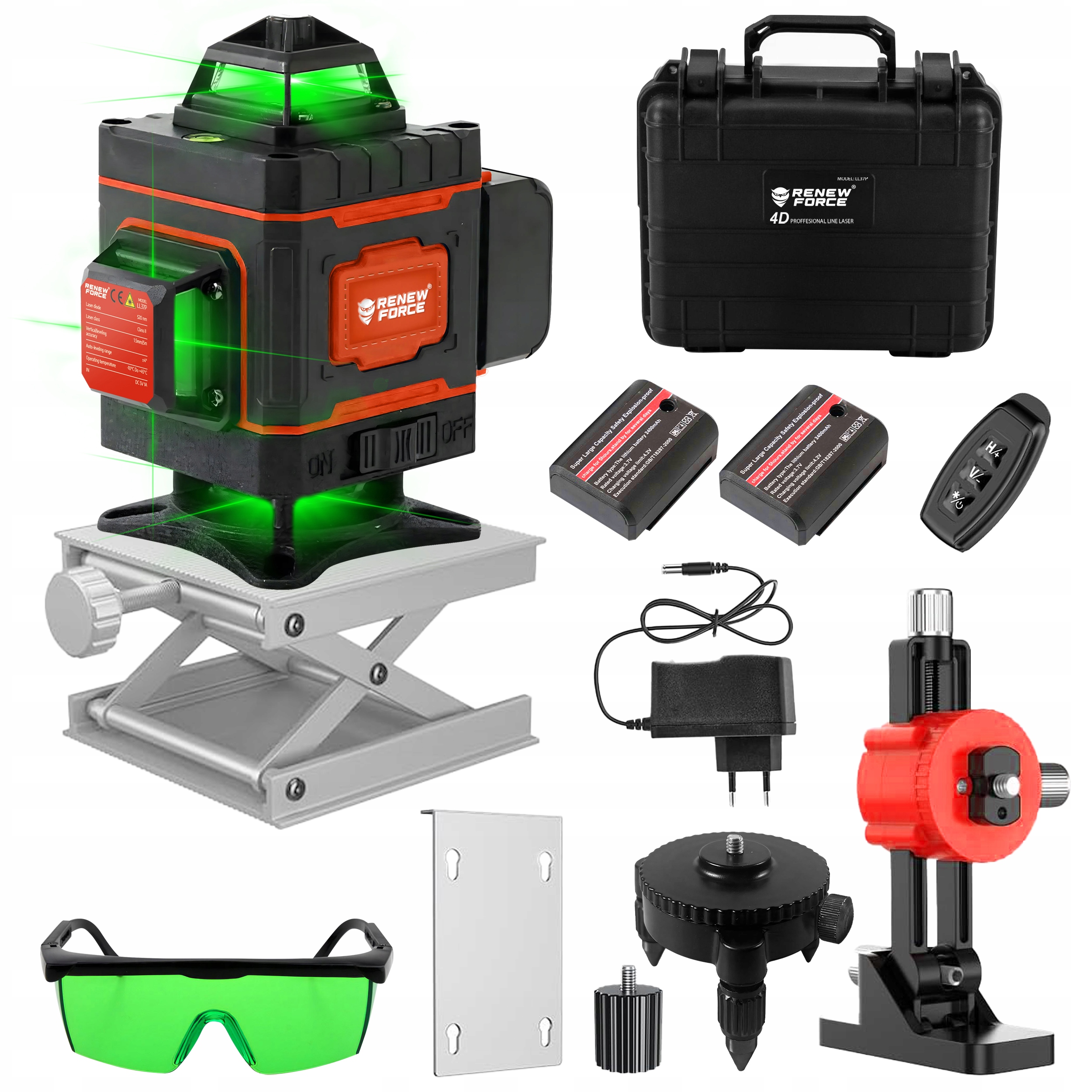 LASER KRZYŻOWY 360 STOPNI 16 LINII POZIOMICA LASEROWA PŁASZCZYZNOWA PILOT