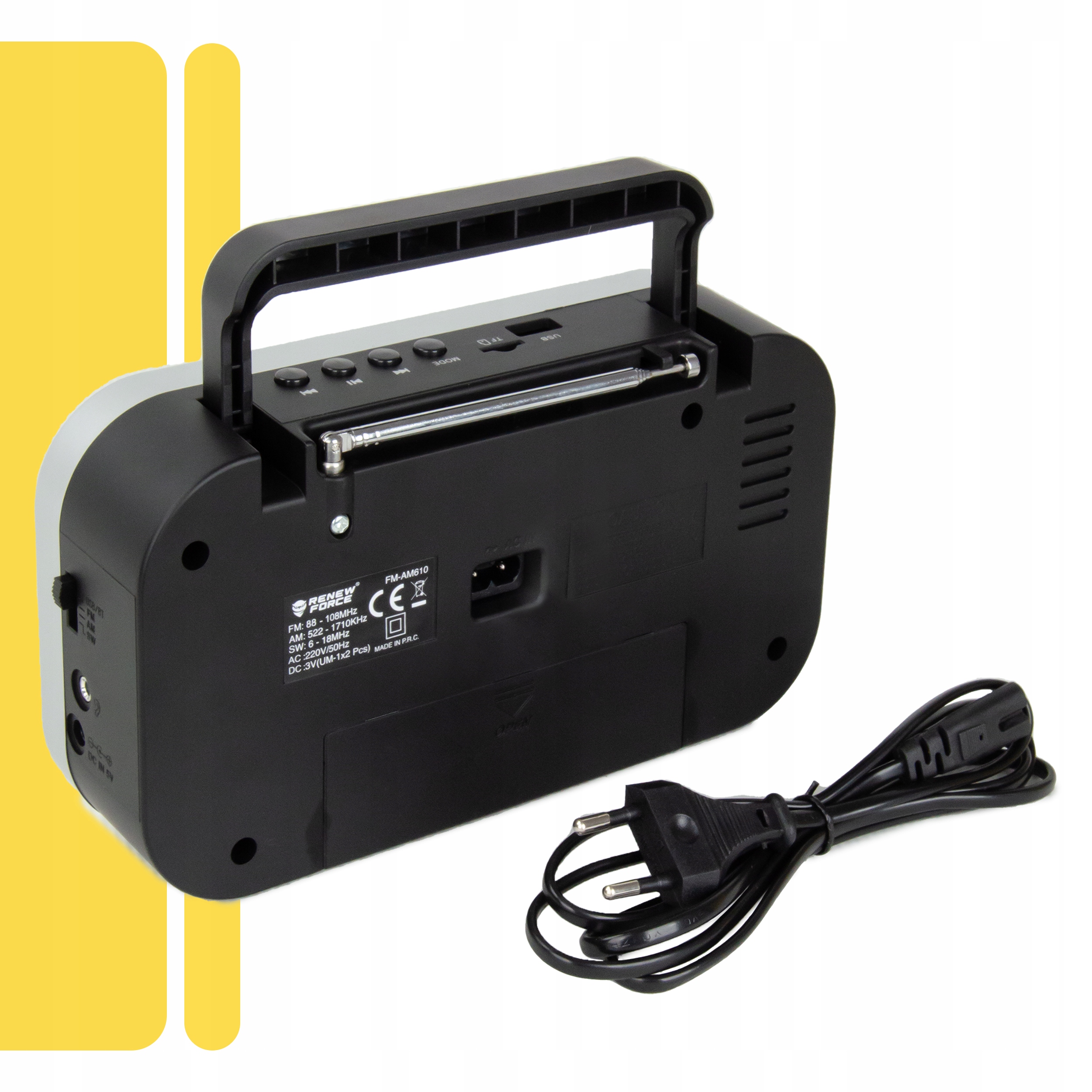 Radio baterie AM, FM Renew Force RADIO PRZENOŚNE BLUETOOTH DO KUCHNI USB
