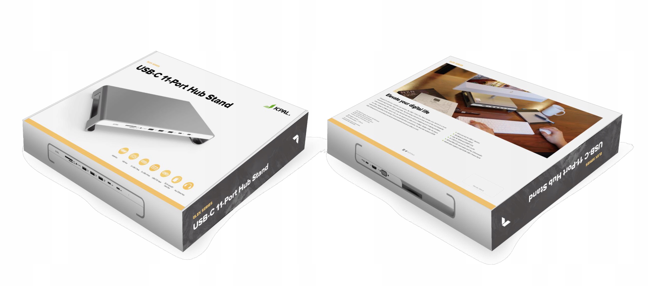 JCPAL HUB Podstawka 11w1 HDMI VGA 2x USB-C 3x USB czytnik microSD SD jack