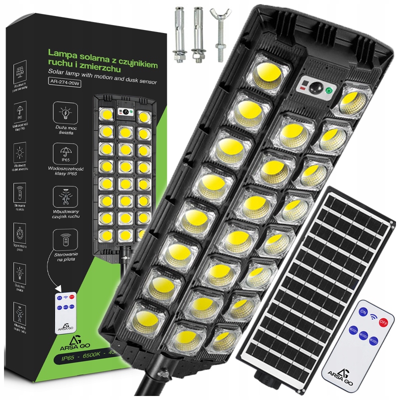 Lampa uliczna ARSA GO 2200 W 4300 lm zasilanie solarne