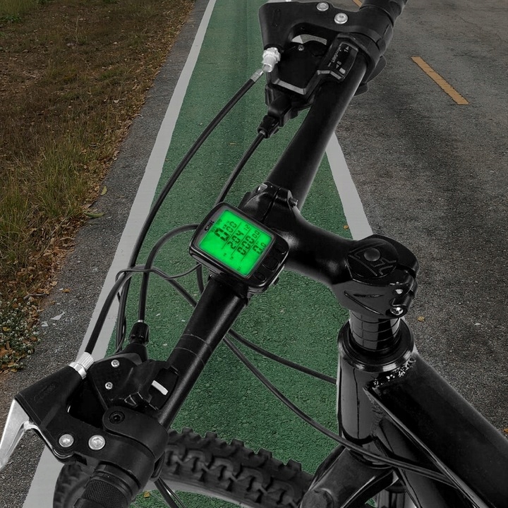 LICZNIK ROWEROWY PRZEWODOWY 28 FUNKCJI LCD DO ROWERU PRĘDKOŚCIOMIERZ IP68