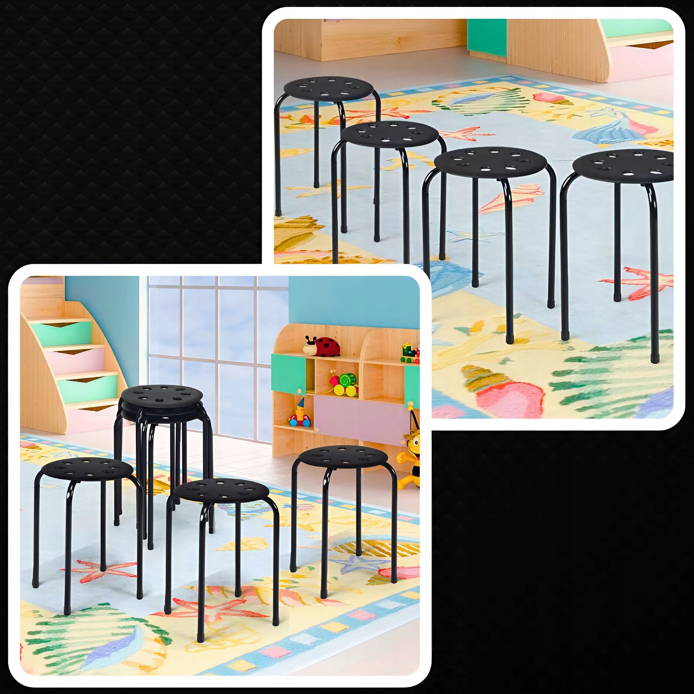 Taboret MEMFLOW czarny 45 cm