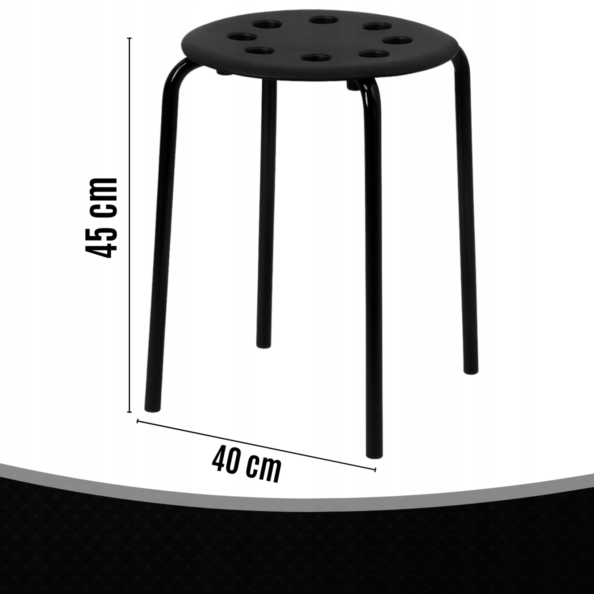Taboret MEMFLOW czarny 45 cm