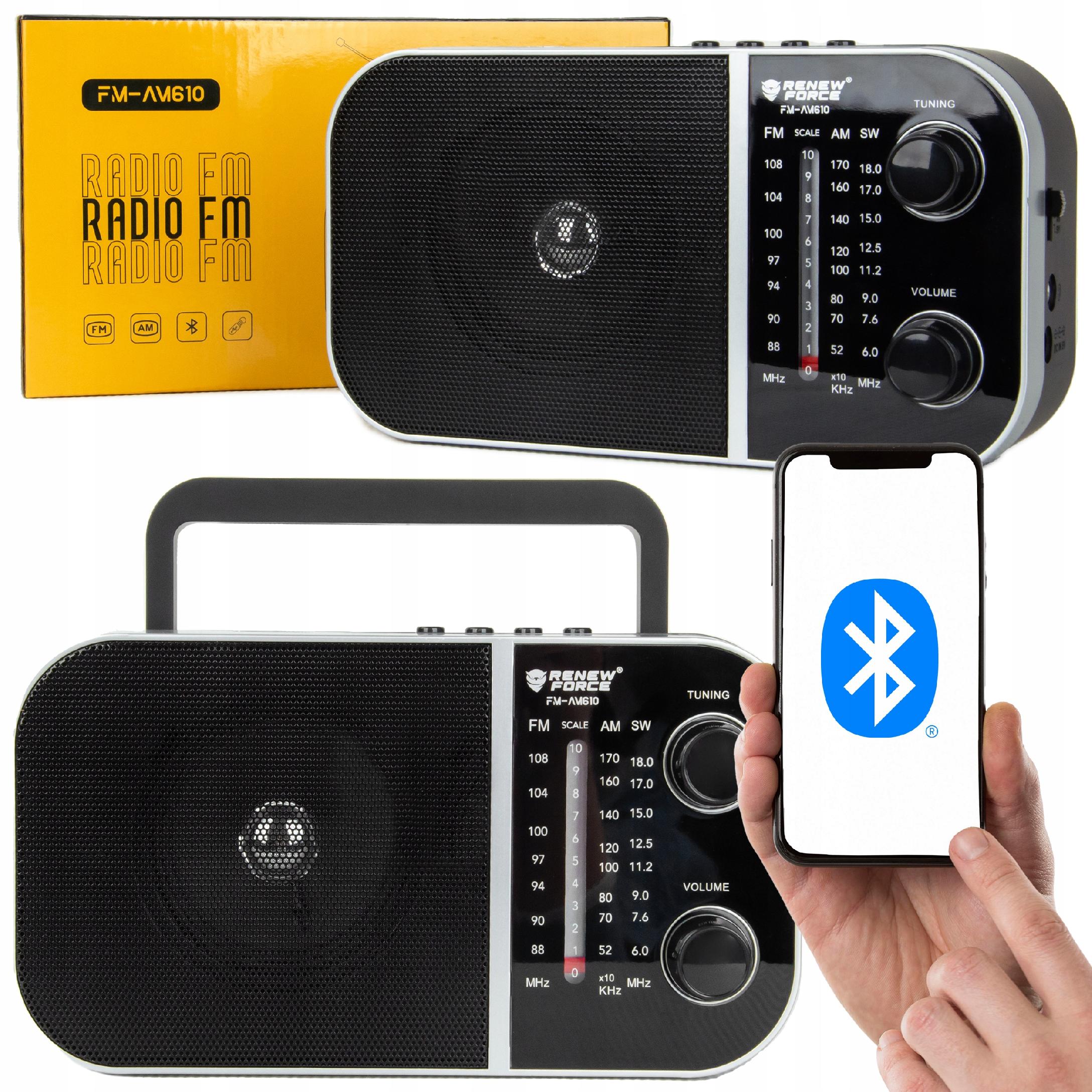 Radio baterie AM, FM Renew Force RADIO PRZENOŚNE BLUETOOTH DO KUCHNI USB