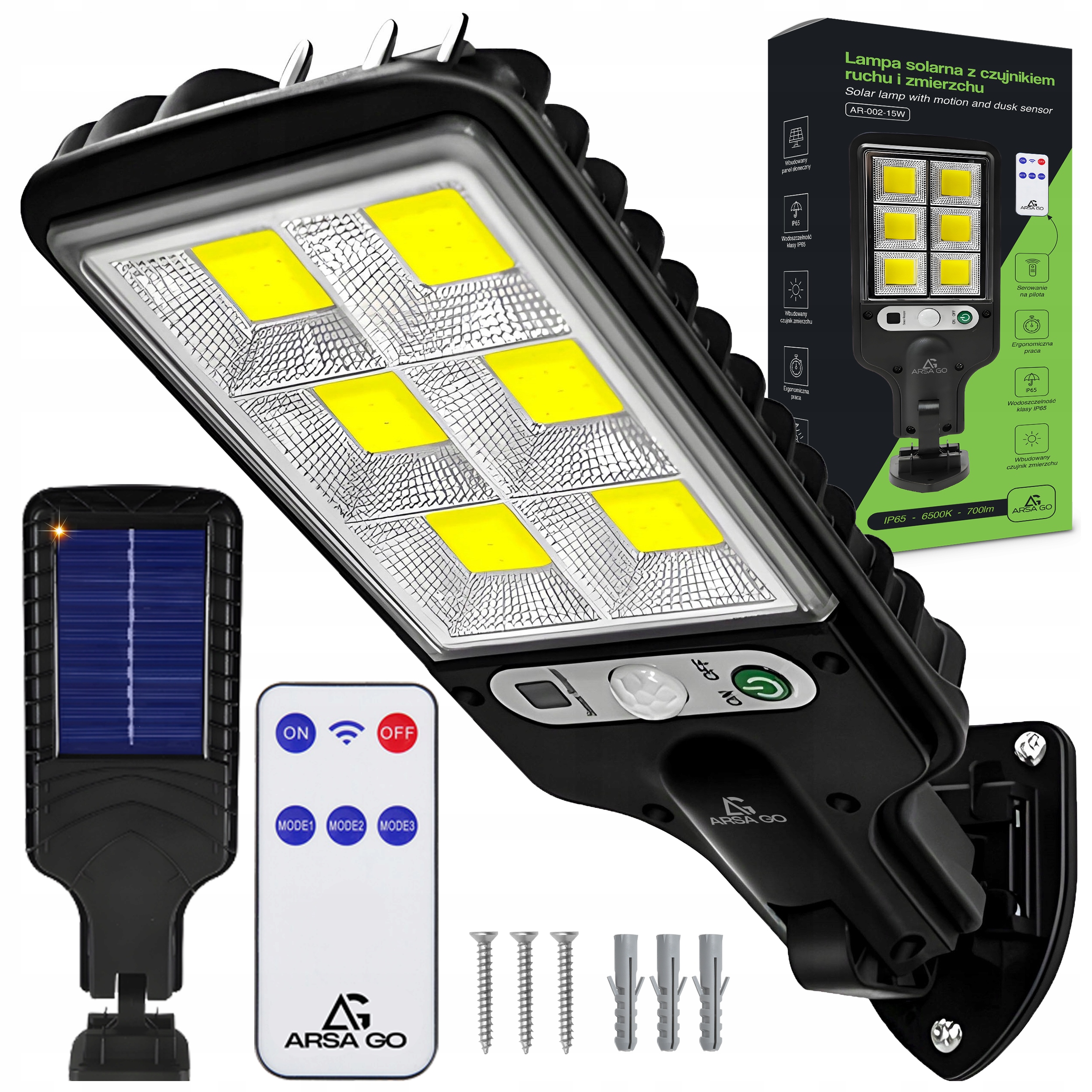 Lampa uliczna ARSA GO 200 W 700 lm zasilanie solarne