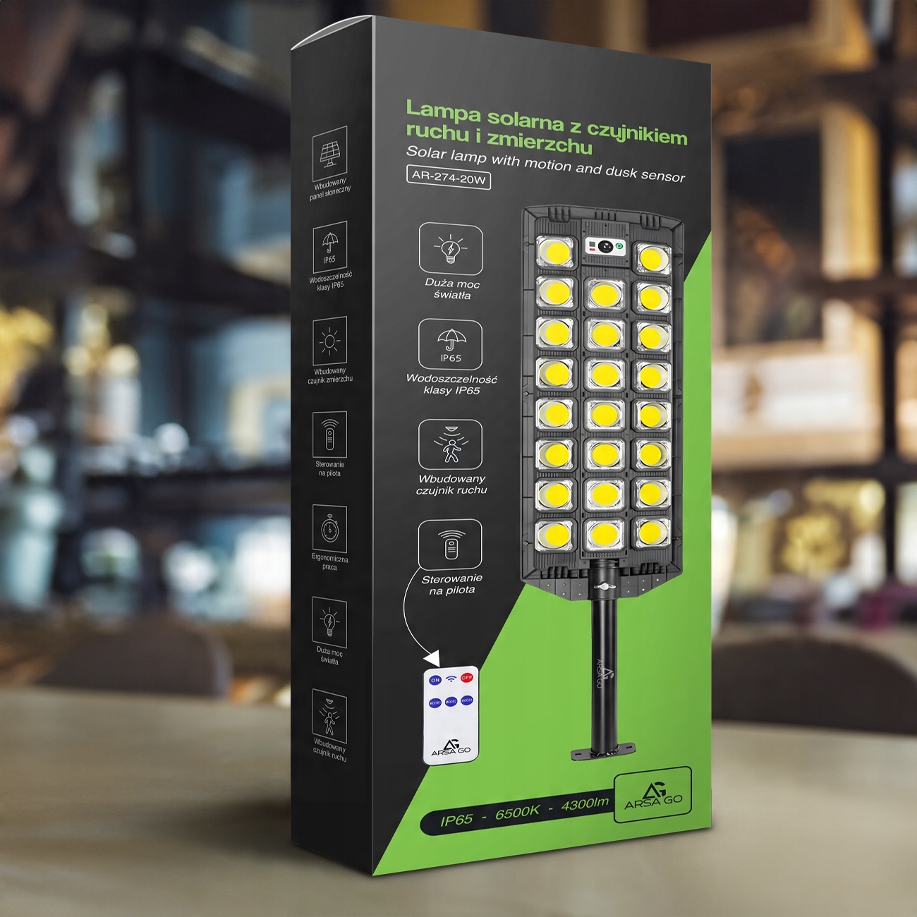 Lampa uliczna ARSA GO 2200 W 4300 lm zasilanie solarne