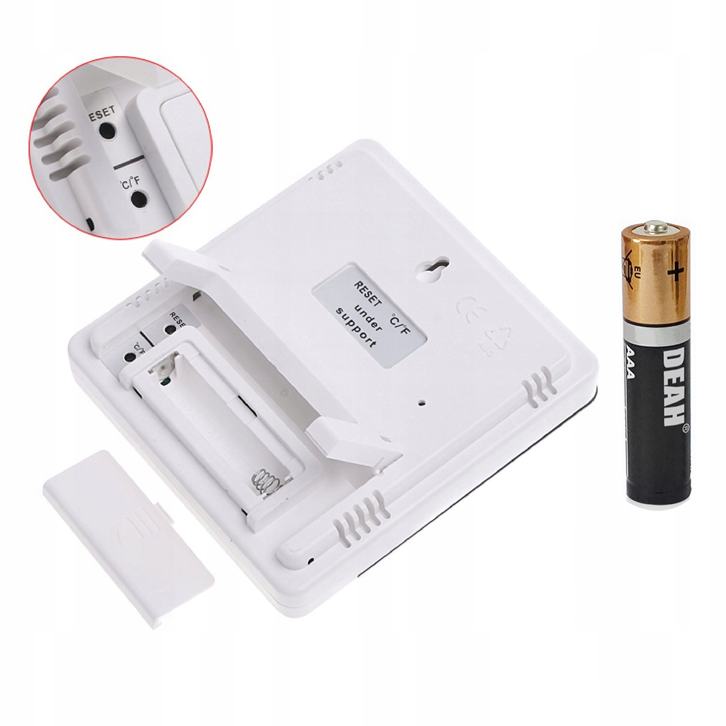 CYFROWY TERMOMETR HIGROMETR PŁASKI BIAŁY 6602