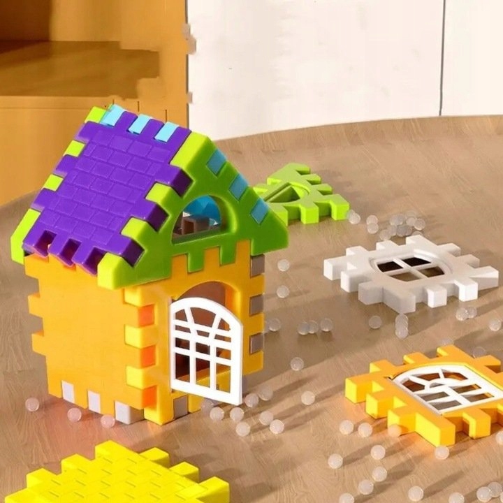 KLOCKI KONSTRUKCYJNE BUDOWLANE WAFLE 100 ELEMENTÓW DO BUDOWANIA DLA DZIECI