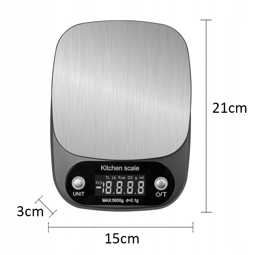 Waga kuchenna ARSA GO 0.1g TARA BATERIE GRAM UNCJA KARAT GRAM czarny 5 kg