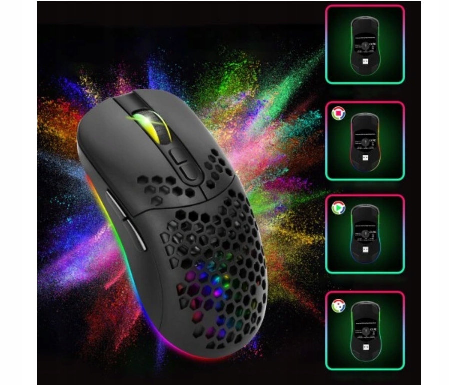 Myszka bezprzewodowa KOMPUTEROWA RGB 7 PRZYCISKÓW DO GIER sensor optyczny