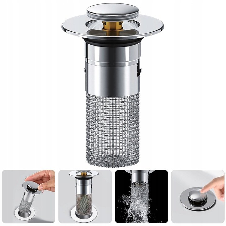 KOREK Z SITKIEM DO ZLEWU ZLEWOZMYWAKA DO KUCHNI UMYWALKI ŁAZIENKOWY SYFON