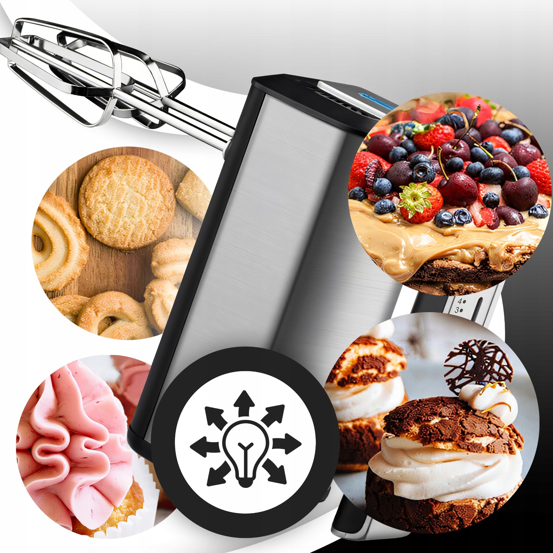 Mikser ręczny Retoo 300 W srebrny