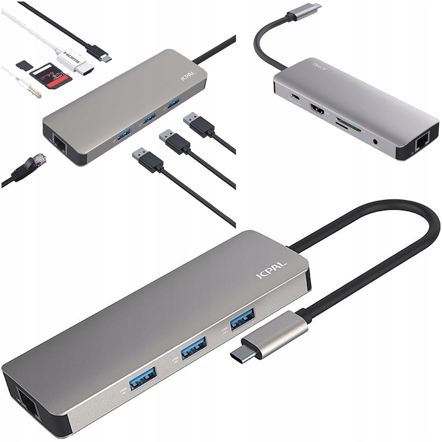 Adapter JCPAL LINX USB-C 9-PORT HUB 4K 60Hz Szary