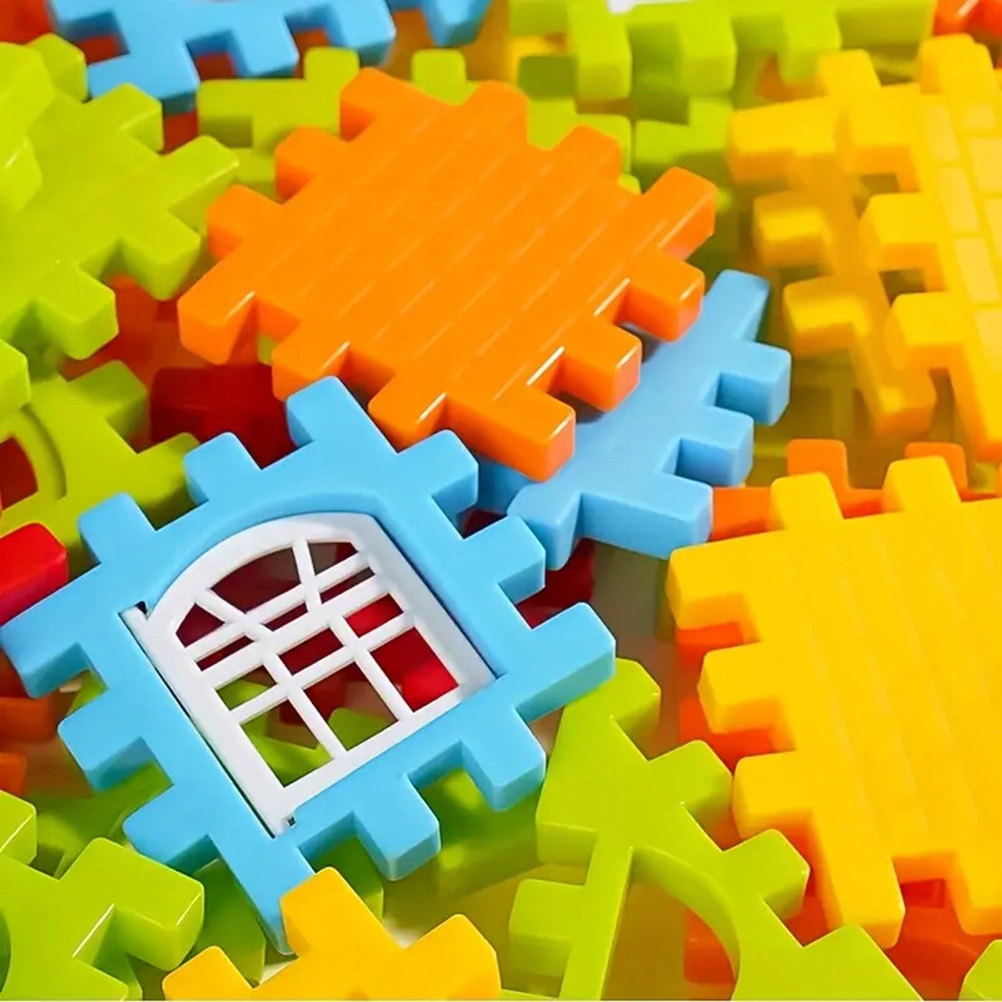 KLOCKI KONSTRUKCYJNE BUDOWLANE WAFLE 100 ELEMENTÓW DO BUDOWANIA DLA DZIECI