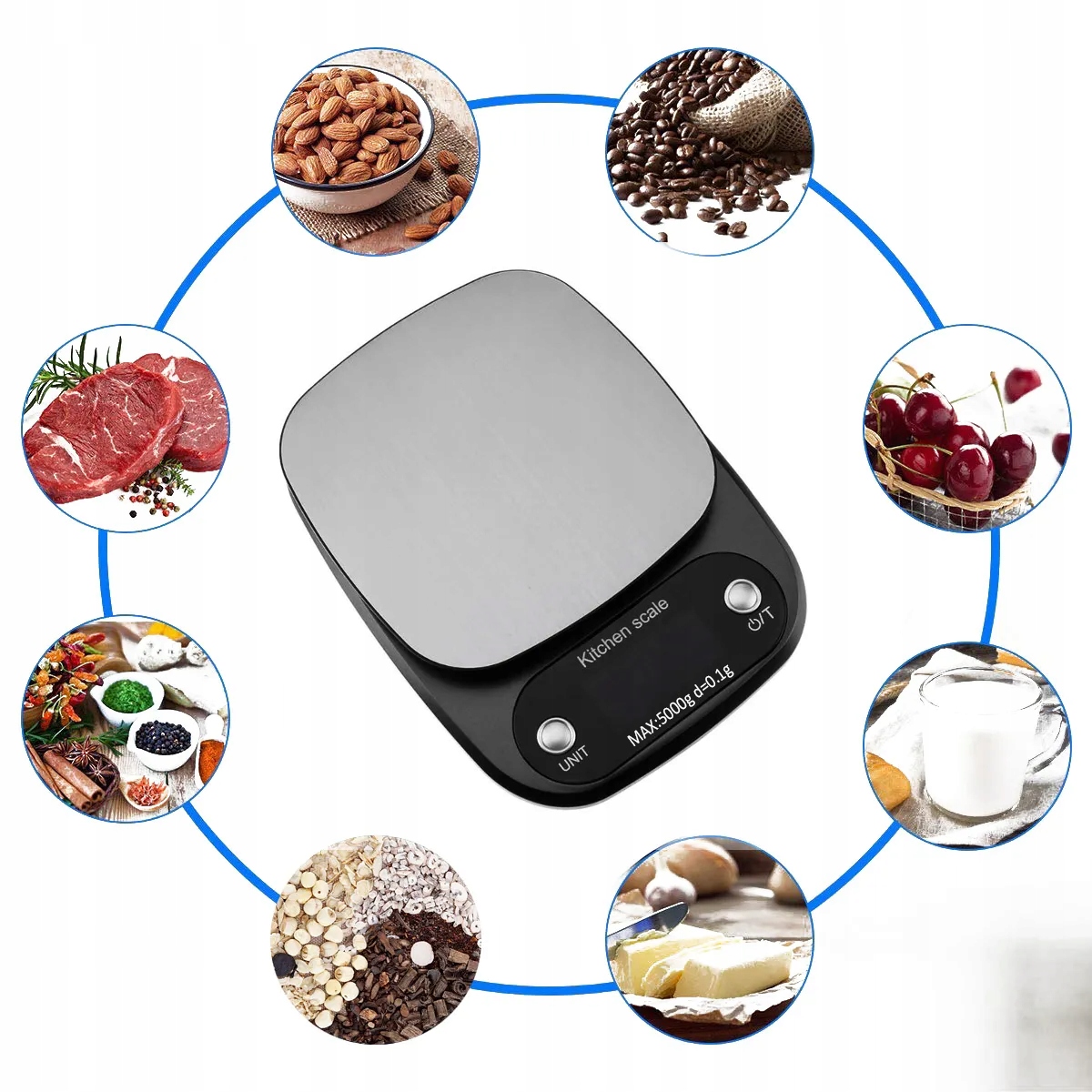 Waga kuchenna ARSA GO 0.1g TARA BATERIE GRAM UNCJA KARAT GRAM czarny 5 kg