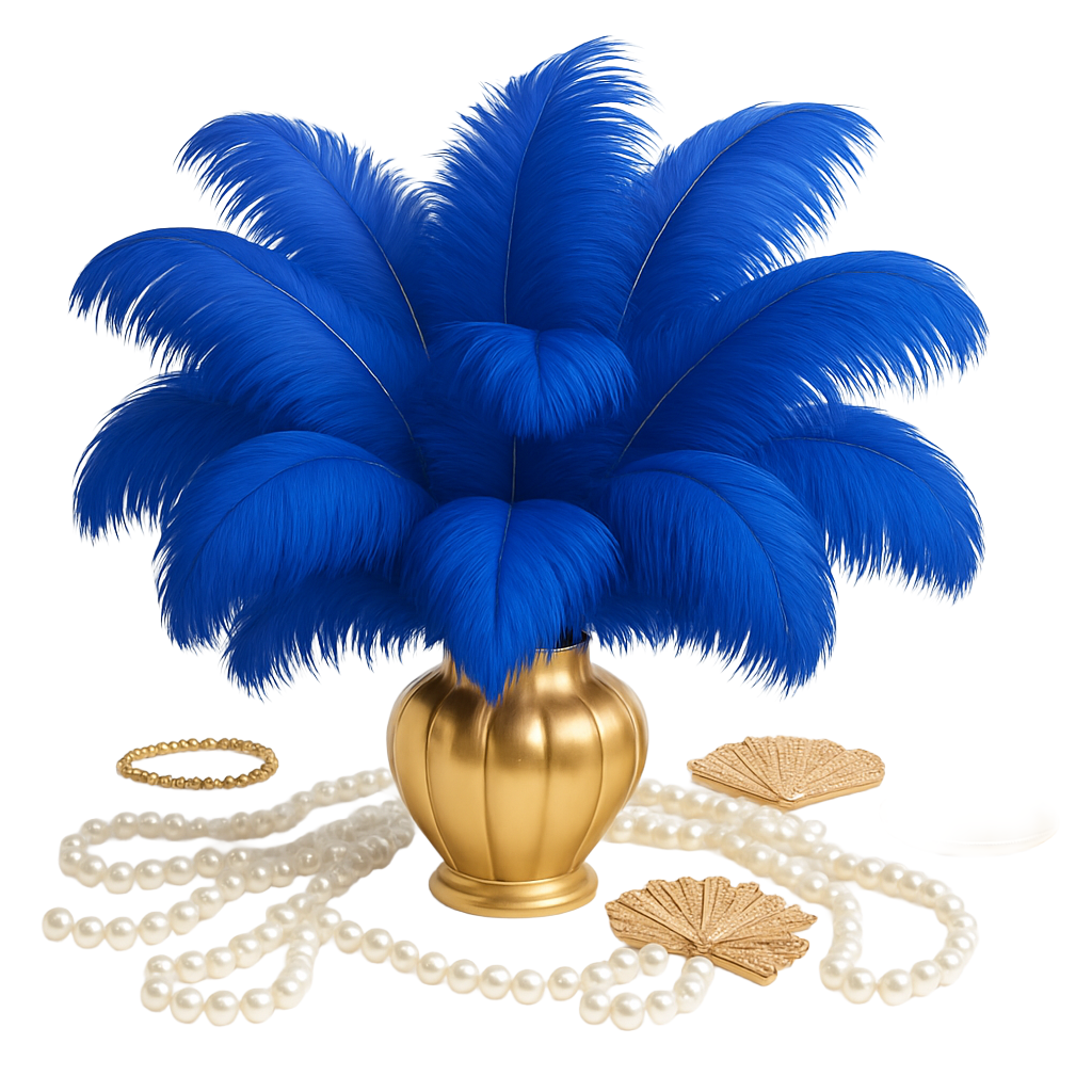 Strusie Pióra pióro 45-50 cm, chabrowe, niebieskie, royal blue - Gatsby