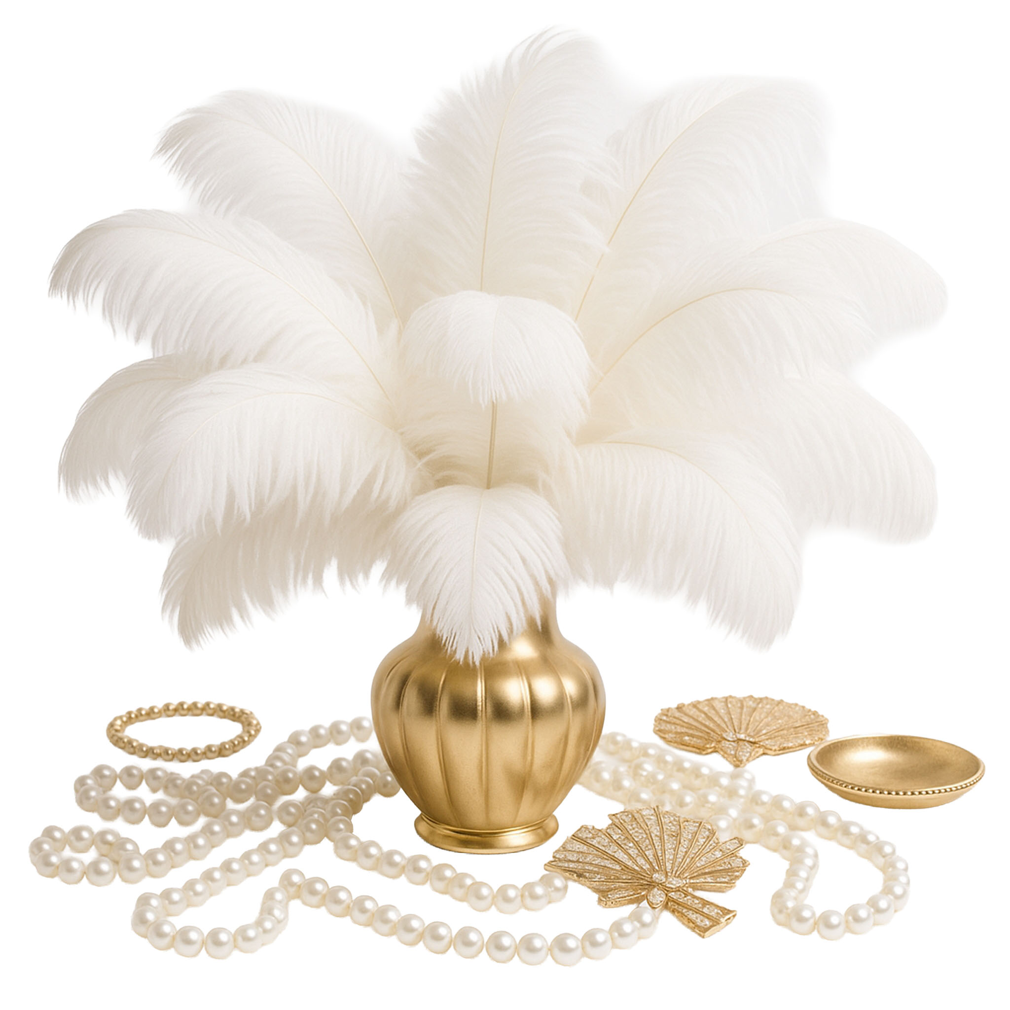 Luxury Dekoracyjne Białe Strusie Pióra pióro 65-70 cm | Wesele, Gatsby