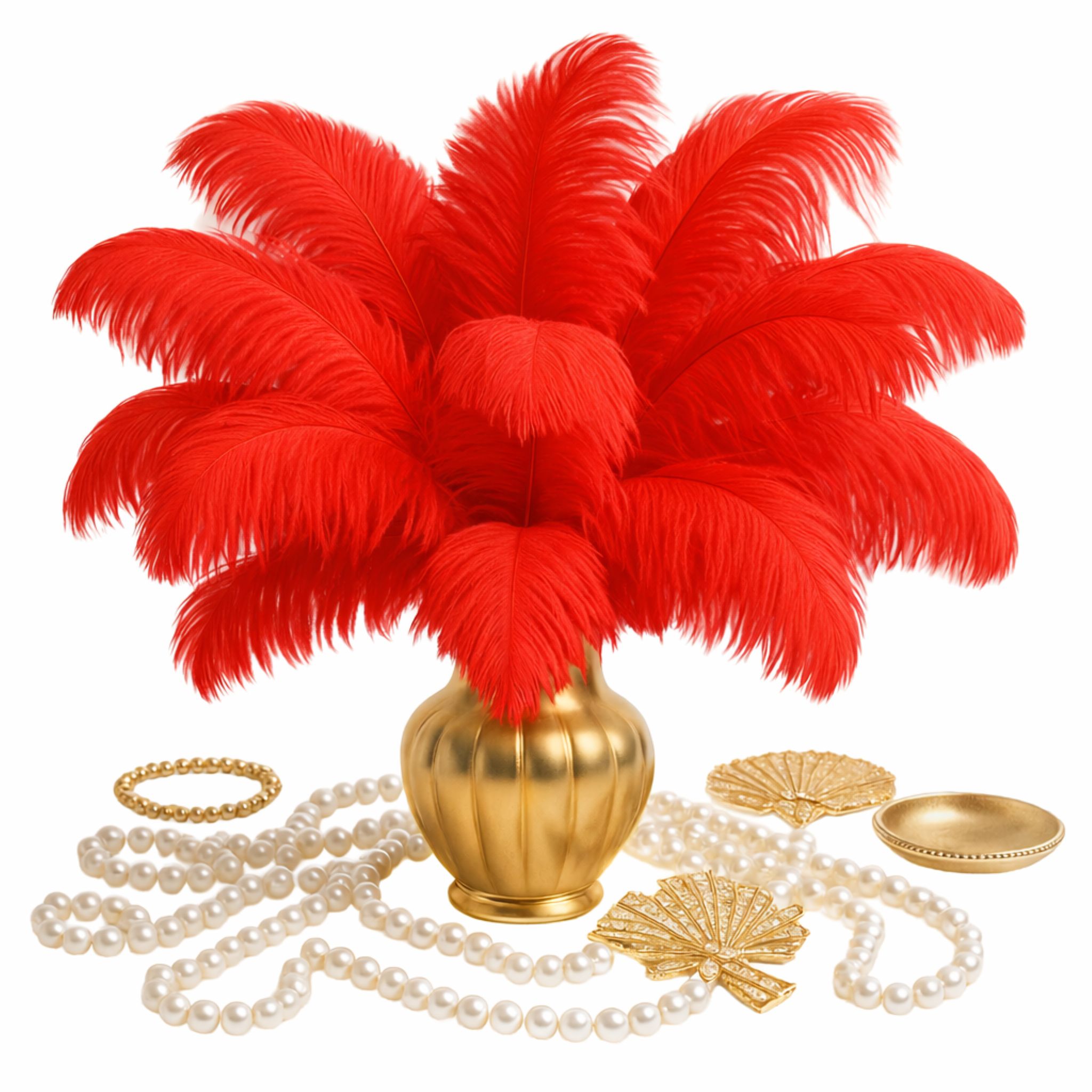 Luxury Dekoracyjne Czerwone Strusie Pióra pióro 35-40 cm | Wesele, Gatsby