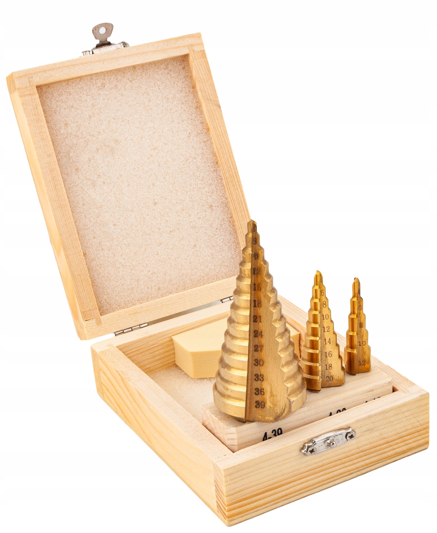 Zestaw wierteł stożkowych stopniowych HSS tytan 4-39 mm 3 szt. Falon-Tech