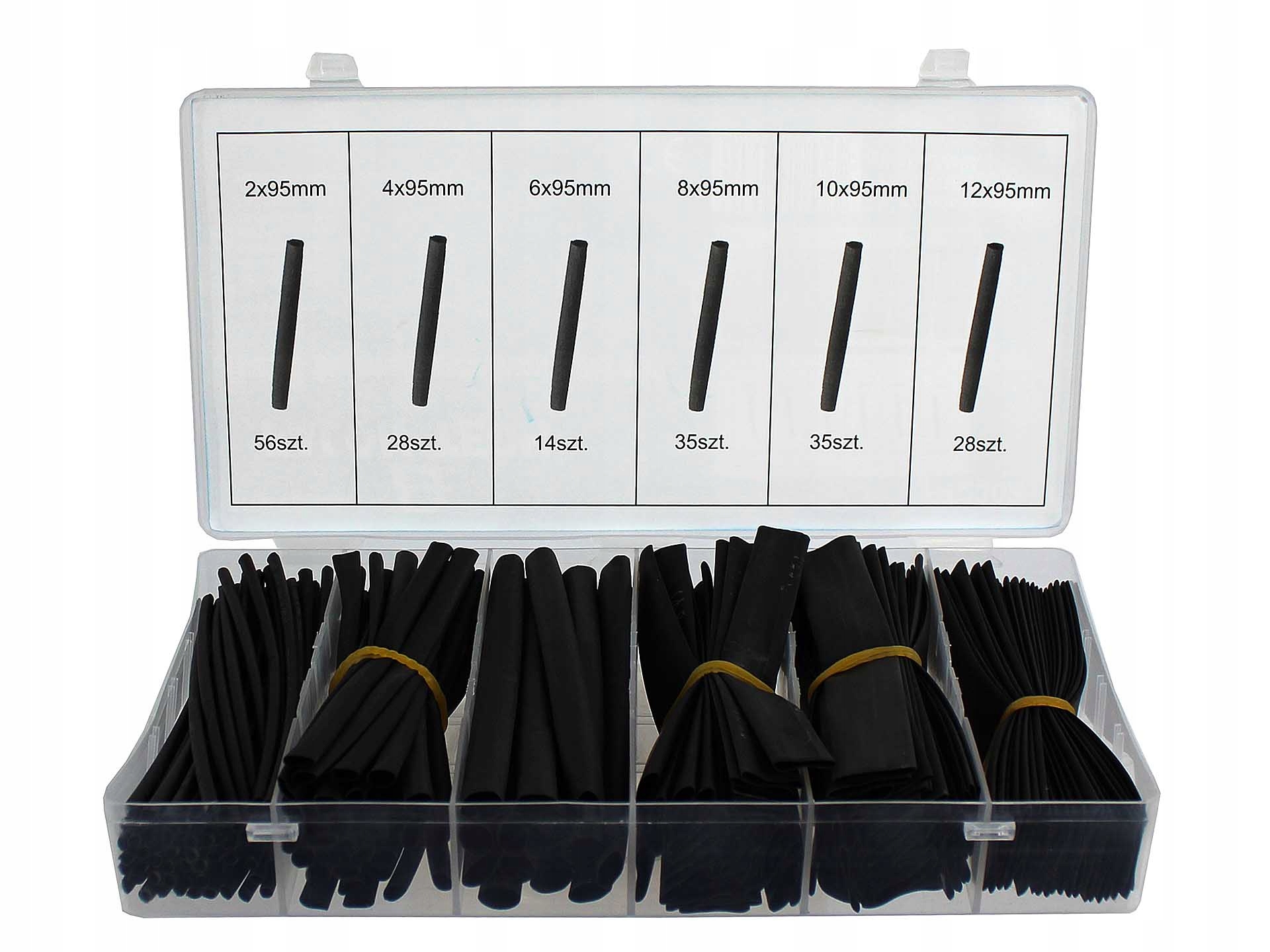 ZESTAW RUREK RURKI TERMOKURCZLIWE CZARNE 196 SZT