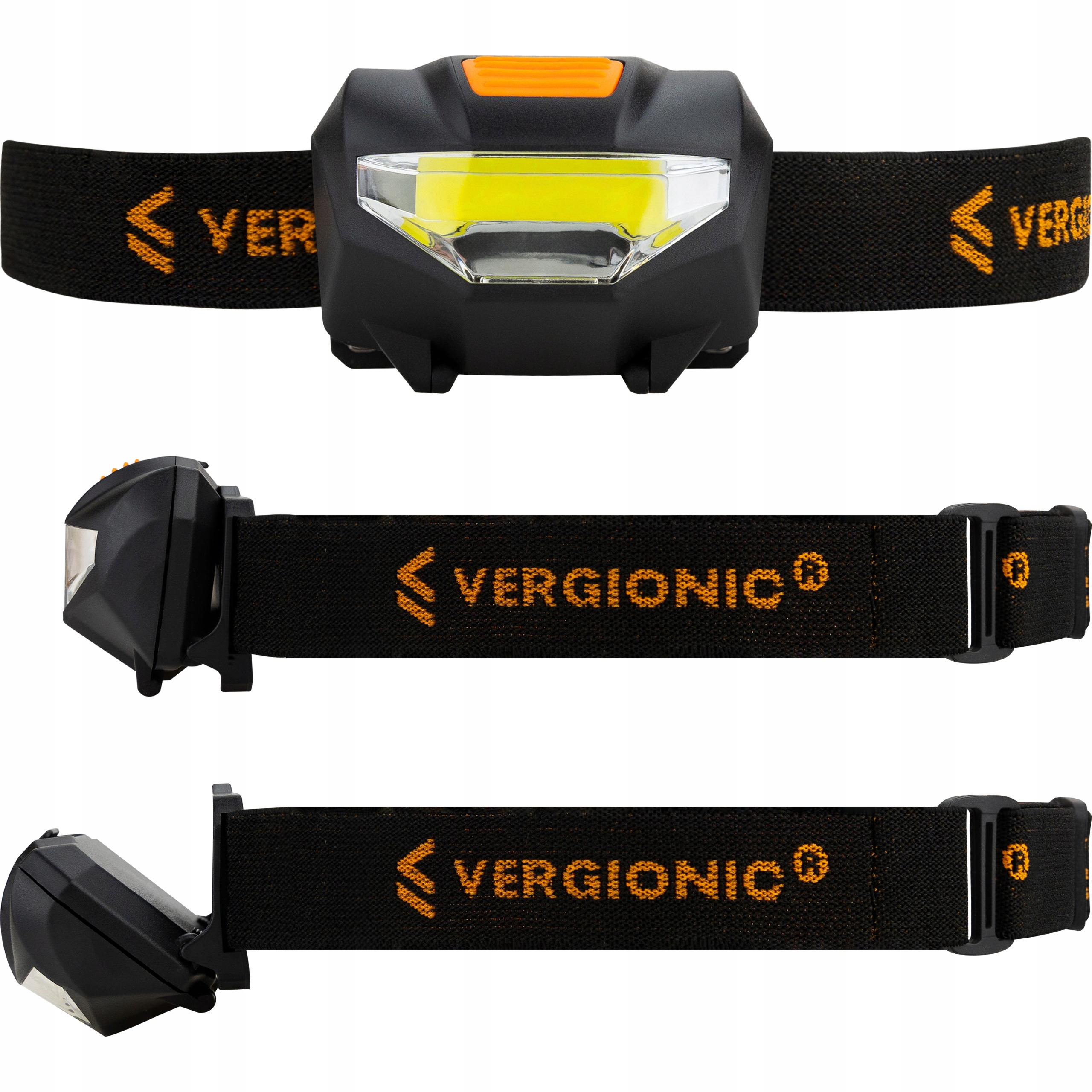 Latarka czołowa LED VERGIONIC 3W – na baterie. regulowana opaska